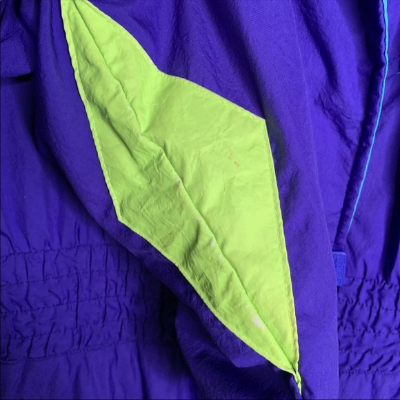 SOLD Vtg Obermeyer Womens One Piece Snow Ski Suit Purple Blue Neon Retro Size 10 - Picture 4 of 12